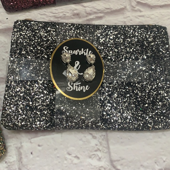Sparkle bag accessories clutch & matching earrings - Picture 2 of 5